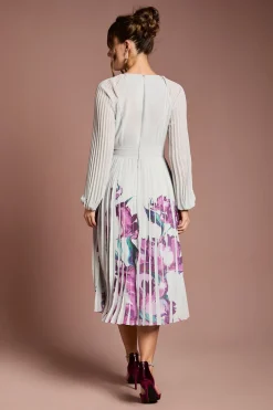 Robe Plissée à Imprimé Positionné