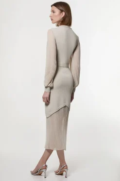 Robe plissée à manches tissées avec synthétique