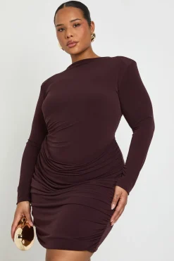 Robe Plus moulante à épaulettes, drapée et froncée