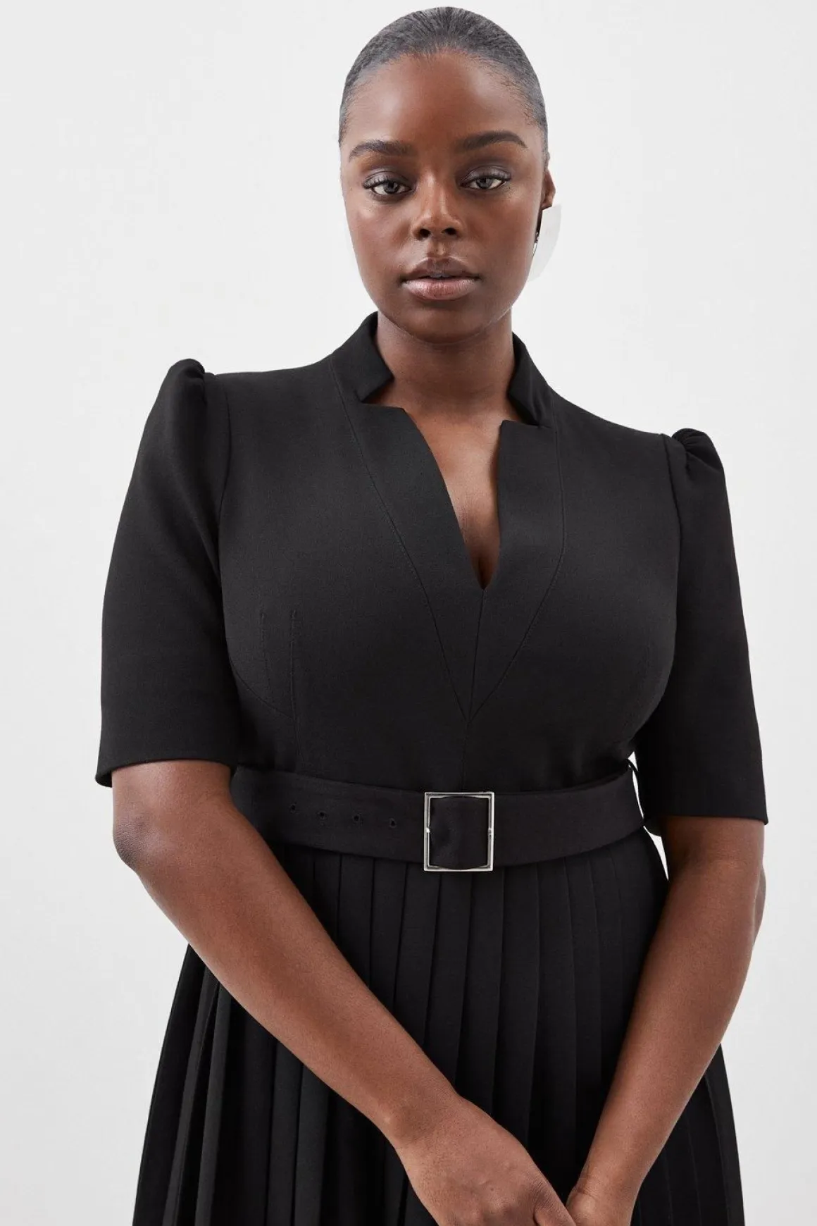 Robe Plus Size Forever en Crêpe Structurée et Plissée