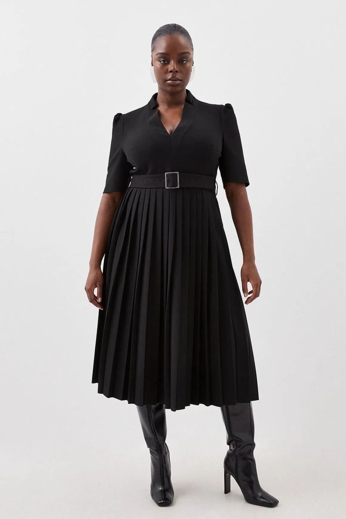 Robe Plus Size Forever en Crêpe Structurée et Plissée