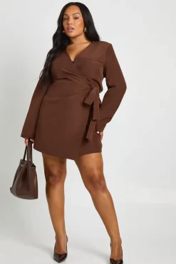 Robe portefeuille ajustée à nouer sur le côté Plus