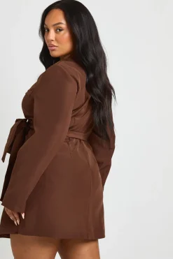 Robe portefeuille ajustée à nouer sur le côté Plus