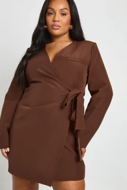 Robe portefeuille ajustée à nouer sur le côté Plus