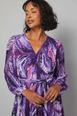 Wallis Robe Portefeuille Asymétrique Plissée à Imprimé Abstrait<Femme Toutes Les Robes|Robes Mi-Longues