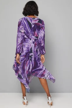 Wallis Robe Portefeuille Asymétrique Plissée à Imprimé Abstrait<Femme Toutes Les Robes|Robes Mi-Longues