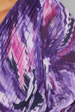 Wallis Robe Portefeuille Asymétrique Plissée à Imprimé Abstrait<Femme Toutes Les Robes|Robes Mi-Longues