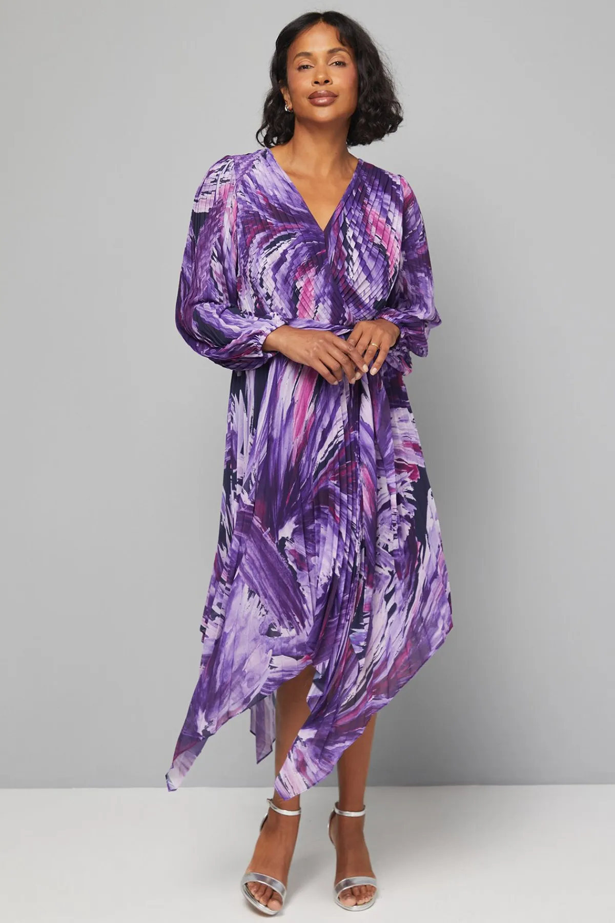 Wallis Robe Portefeuille Asymétrique Plissée à Imprimé Abstrait<Femme Toutes Les Robes|Robes Mi-Longues