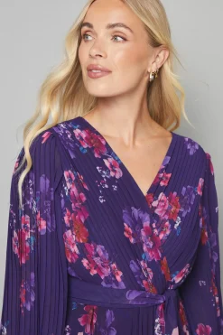 Wallis Robe Portefeuille Asymétrique Plissée à Motifs Floraux Petite Taille<Femme Robes Mi-Longues|Robes Bohème