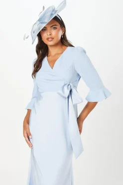Coast Robe Portefeuille en Crêpe Satiné à Manches Volantées<Femme Satin Et Dentelle|Robes