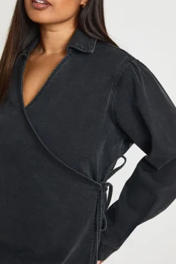 Robe Portefeuille en Denim Grande Taille