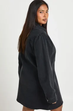 Robe Portefeuille en Denim Grande Taille