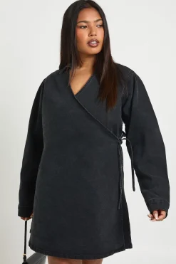 Robe Portefeuille en Denim Grande Taille