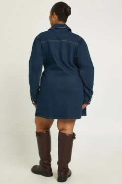 boohoo Robe Portefeuille en Denim Grande Taille<Femme Denim|Denim