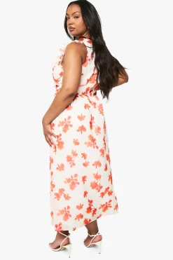 Robe Portefeuille En Mousseline À Volants Et Imprimé Floral