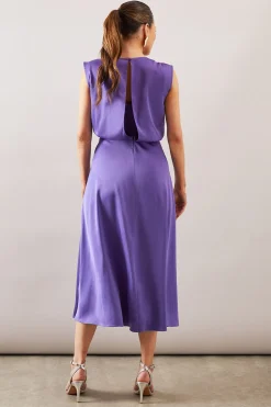 Robe Portefeuille en Satin à Taille Froncée