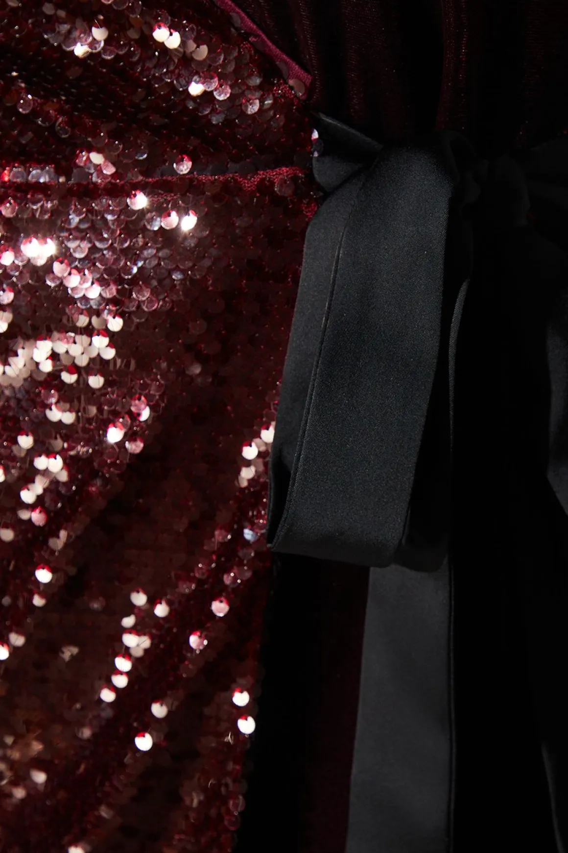 Robe Portefeuille en Velours à Sequins Manches Longues de Soirée
