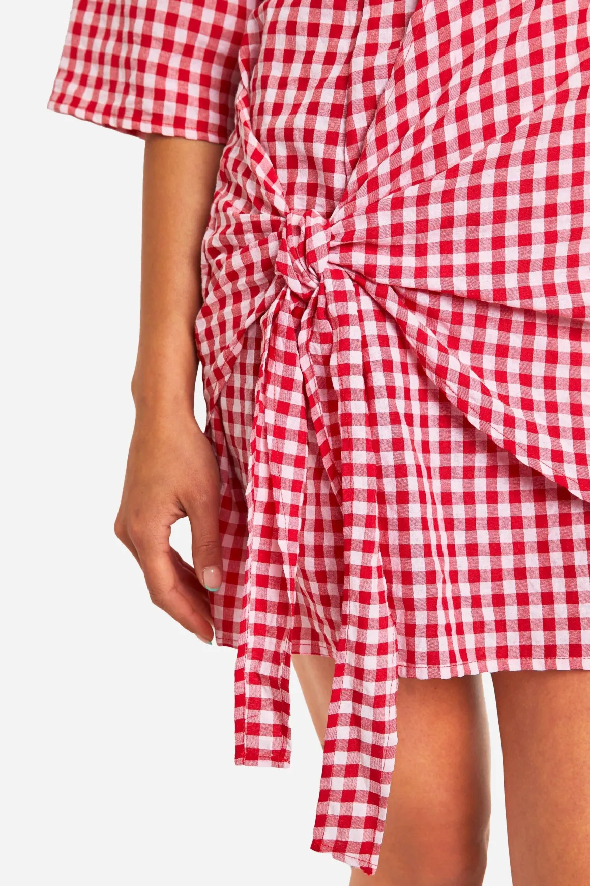 Robe portefeuille en vichy texturée