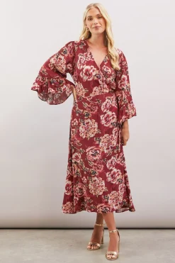 Robe Portefeuille en Viscose à Imprimé Floral Petite
