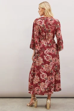 Robe Portefeuille en Viscose à Imprimé Floral Petite