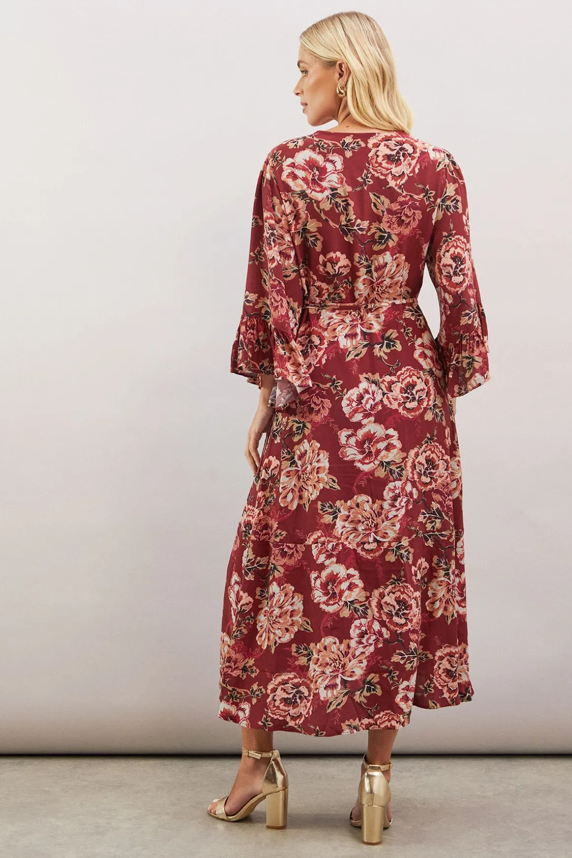 Robe Portefeuille en Viscose à Imprimé Floral Petite