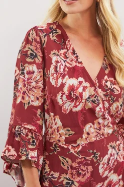 Robe Portefeuille en Viscose à Imprimé Floral Petite