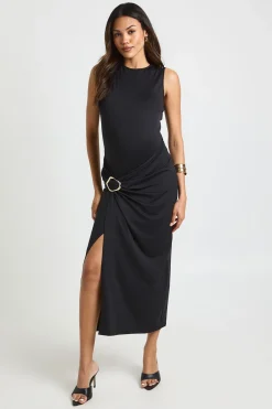 Robe portefeuille froncée de maternité midaxi aux détails dorés