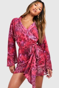 Robe portefeuille à imprimé animal