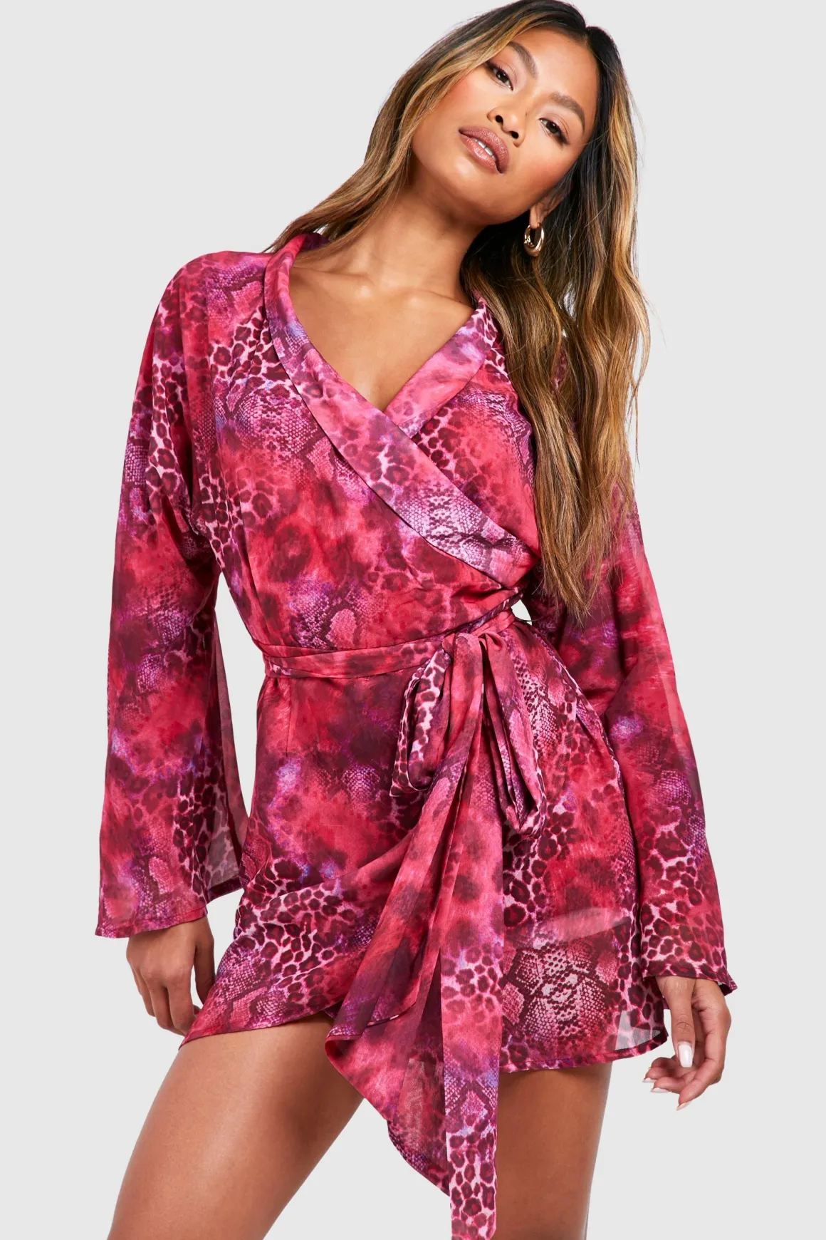 Robe portefeuille à imprimé animal