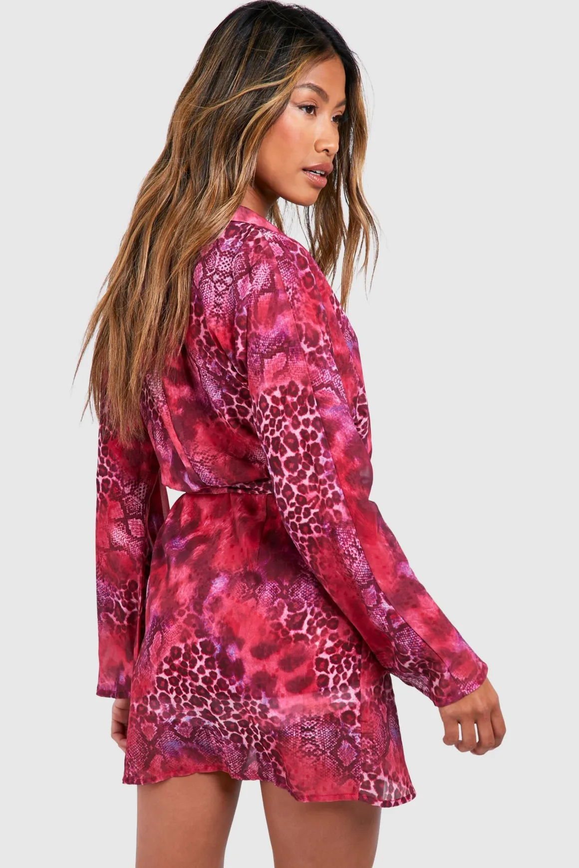 Robe portefeuille à imprimé animal
