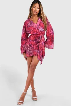 Robe portefeuille à imprimé animal