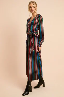 Dorothy Perkins Robe Portefeuille Imprimée À Rayures s<Femme Robes Mi-Longues|Robes À Manches Longues
