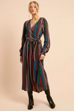 Dorothy Perkins Robe Portefeuille Imprimée À Rayures s<Femme Robes Mi-Longues|Robes À Manches Longues