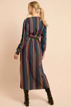 Dorothy Perkins Robe Portefeuille Imprimée À Rayures s<Femme Robes Mi-Longues|Robes À Manches Longues