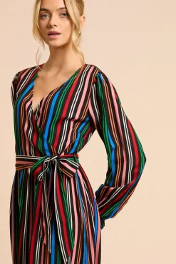 Dorothy Perkins Robe Portefeuille Imprimée À Rayures s<Femme Robes Mi-Longues|Robes À Manches Longues