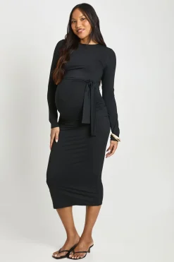 boohoo Robe Portefeuille Midaxi De Maternité Avec Liens Sur Le Côté<Femme Robes Mi-Longues|Robes Moulantes