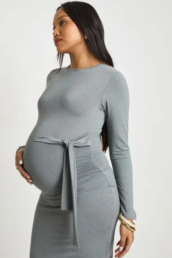 Robe Portefeuille Mi-longue De Maternité Avec Liens Latéraux