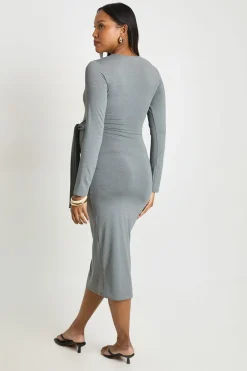 Robe Portefeuille Mi-longue De Maternité Avec Liens Latéraux