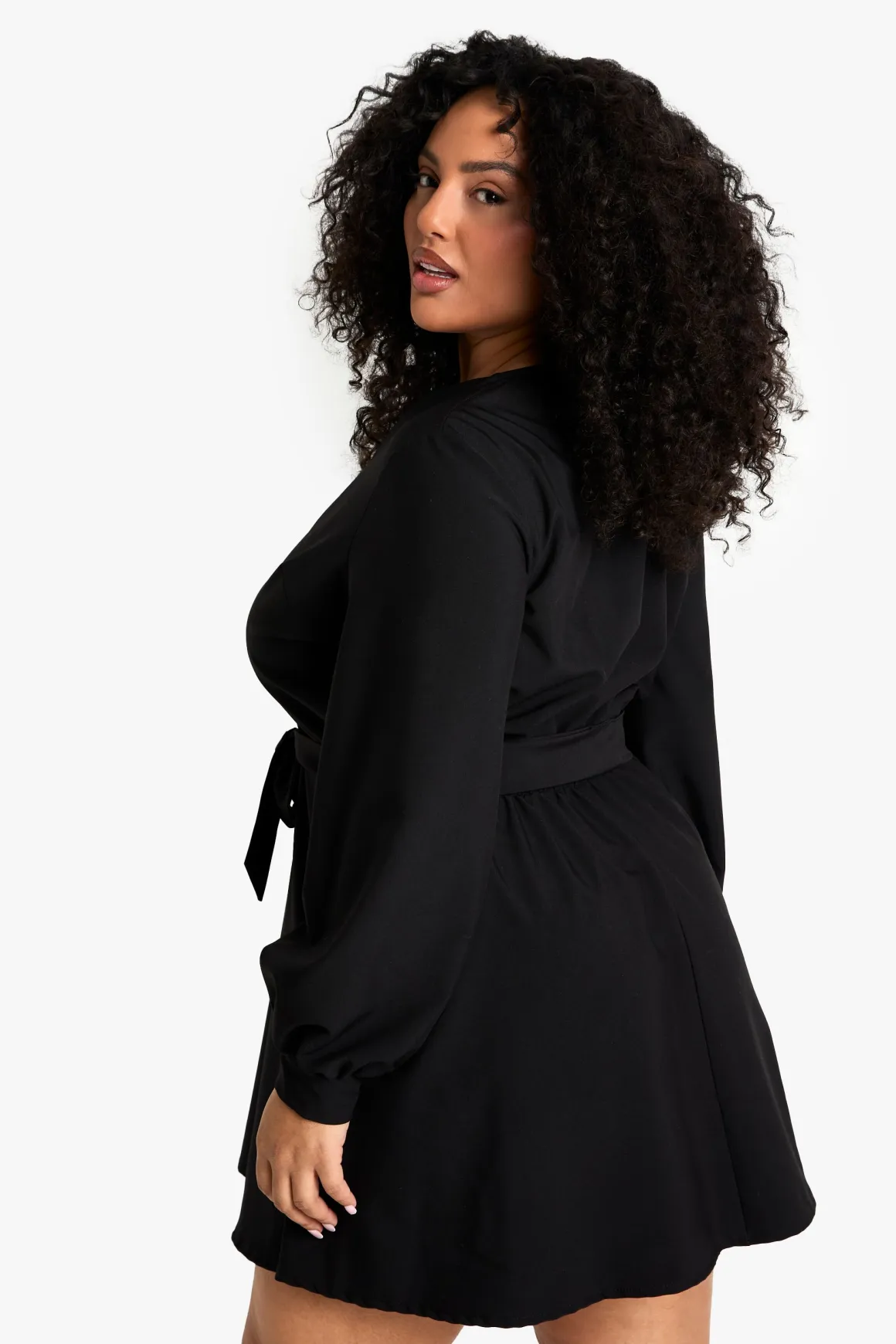 Robe portefeuille mini grande taille à manches blouson