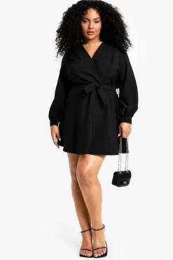 Robe portefeuille mini grande taille à manches blouson
