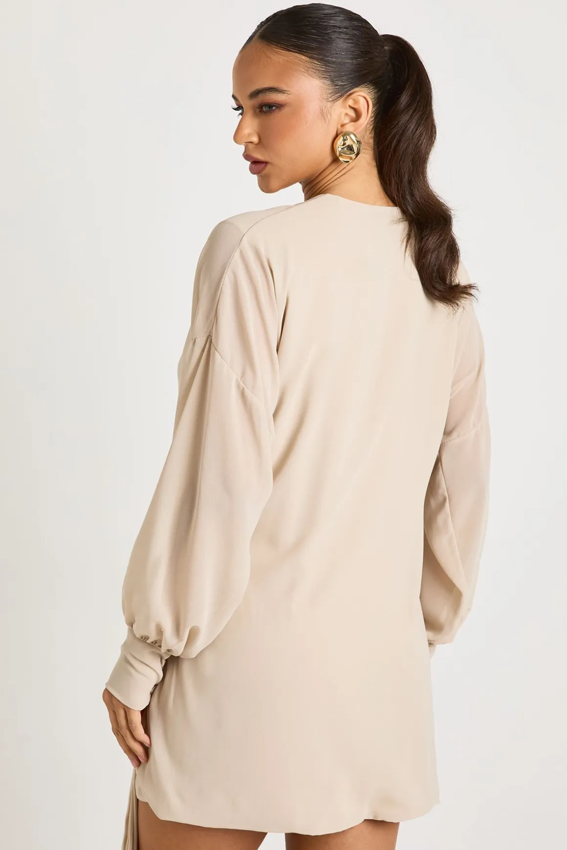 Robe portefeuille mini à manches longues