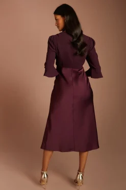 Coast Robe Portefeuille Petite En Crêpe Dos Satin À Manches À Volants<Femme Satin Et Dentelle|Robes