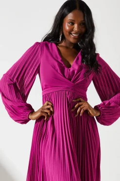 Coast Robe Portefeuille Plissée à Devant Croisé<Femme Robes Mi-Longues|Robes À Manches Longues