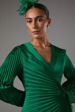 Coast Robe Portefeuille Plissée en Satin<Femme Robes Mi-Longues|Satin Et Dentelle