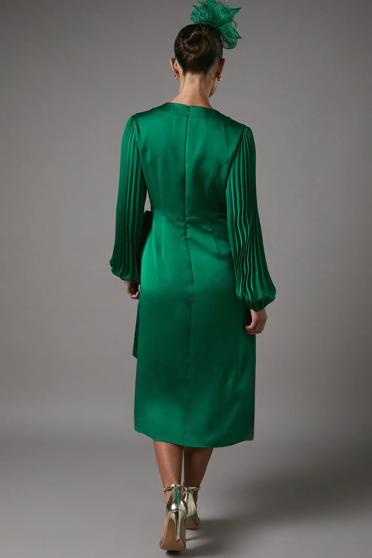 Coast Robe Portefeuille Plissée en Satin<Femme Robes Mi-Longues|Satin Et Dentelle
