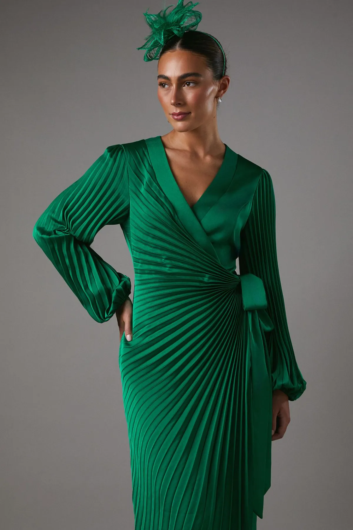 Coast Robe Portefeuille Plissée en Satin<Femme Robes Mi-Longues|Satin Et Dentelle