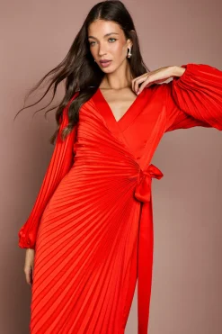 Robe Portefeuille Plissée en Satin