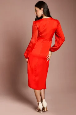Robe Portefeuille Plissée en Satin