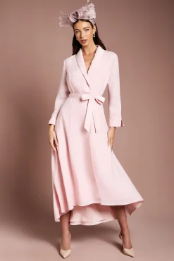 Robe Portefeuille Satinée à Col et Ceinture Lisa Tan