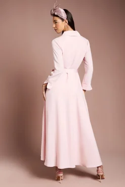 Robe Portefeuille Satinée à Col et Ceinture Lisa Tan